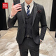 Hongdou men's suit suit 2025 autumn new wedding dress fashionable business professional suit three-piece suit for men dark gray single suit M