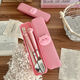 Cute little pig girl spoon fork student chopsticks stainless steel cutlery set cartoon three-piece storage box portable spoon + fork + chopsticks free storage box