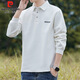 Pierre Cardin sweatshirt men's autumn and winter trendy polo collar bottoming shirt men's long-sleeved T-shirt loose casual men's white 2XL