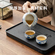 Jingqi丨Jingdong limited real naked price tea tray imitation black stone with drainage integrated tea set housewarming gift
