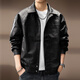New Balance high-end Japanese retro motorcycle lapel PU leather jacket for men in autumn new high street fashion brand loose bomber jacket for men black L