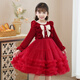 Piggy Banner (PEPCO) girls dress spring and autumn fashionable little girl autumn and winter dress children's dress princess dress autumn red 130