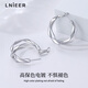 Lnieer999 Pure Silver Needle Earrings Plain Hoop Earrings Women's 2025 New Hot Style Circle Hoop Earrings Niche Design Earrings Silver Plain Hoop Earrings 999 Pure Silver Needles