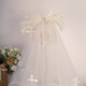 Shui Yunmiao bridal veil headdress wedding proposal fluffy yarn bow 2025 light luxury hair accessories wedding photo props headdress bow love veil 60cm hairpin style
