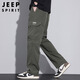 JEEP SPIRIT Jeep Overalls Men's Pants Men's Autumn and Winter Casual Pants Men's Multi-Pocket Men's Pants Military Green XL