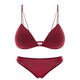 Victoria's Style Sexy Secret Red Underwear Women's Small Breast Gathering Autumn Thin No Wire Ring Front Buckle Bra Cover Burgundy - Suit M Suitable for 75 thong cup One Size