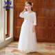 Yinuofang girls performance clothing dress white long skirt singing and dancing competition host skirt birthday flower girl wedding dress chorus skirt