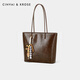 CinvaiKrose large-capacity bag women's bag 2025 new college student tote bag commuting shoulder bag birthday gift for girlfriend Brown Brown [Give away ornament] Send girlfriend wife's heart