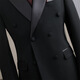 Vbanlya Italian brand 2025 double row suit men's suit groom wedding dress groomsmen suit suit male host black (suit + trousers) 2XL 9011 black 54_(135-145Jin Jin equals 0.5 kg)