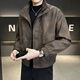 Leather jacket men's autumn trendy brand 2025 new lapel short style slim solid color leather jacket casual handsome men's jacket coffee color XL recommended weight 115-130Jin Jin equals 0.5 kg