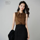 Late white new product 2026 spring layering artifact cotton lapel top simple and versatile commuting sleeveless shirt for women coffee color XL