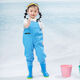 Raincoat for children, children's water play one-piece waders, kindergarten waterproof clothes for catching the sea, men's and women's rain boots for catching fish, children's sky blue overalls pocket style, size 21, size 27, shoe inner length 14 points 5cm