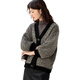 She enjoys autumn and winter sweater coat women's v-neck retro contrasting knitted cardigan lazy style loose sweater outer wear women's T54Z113