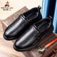 Scarecrow autumn and winter business casual shoes men's first-layer leather shoes men's formal shoes lazy slip-on beanie shoes black 42