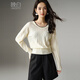 Late White New Product 2025 Winter Style Woolen Round Neck Fashion Sweater Temperament Versatile Soft Waxy Pullover Sweater Women's Beige S
