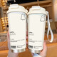 Heenoor niedlicher Geister-Thermometer hochpräziser Schüler Edelstahl tragbare neue Doppelkaffee-Kaffeemänner und Frauen Strohwasserbecher BXAB13795 Ghost Pulver + mit lanyard Keramik innerer Boden