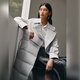 Ai Lai windbreaker down jacket women's fashionable temperament long detachable belt slimming warm goose down jacket architectural gray M