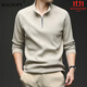 MAGIOPY light luxury high-end brand long-sleeved men's stand-up collar sweatshirt autumn new fashion casual solid color thin section for young and middle-aged people camel brown 3XL 56