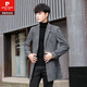 Pierre Cardin men's suit mid-length windbreaker jacket spring and autumn slim woolen top youth Korean style trendy woolen coat deep grid 15 3XL 155-170Jin Jin equals 0.5 kg
