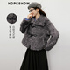 Red sleeve (hopeshow) retro horn button fur 2025 winter new women's light mature teddy velvet lapel foreign style short fur coat shadow gray 074 M