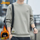 Jeep (JEEP) sweatshirt men's autumn and winter round neck long-sleeved T-shirt men's loose casual clothes men's camel XL