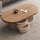 Zuoke Zuojia (ZUOKEZUOJIA) Medieval Cream Style Solid Wood Tea House for Small Apartment Living Room 2025 New Designer Oval Premium Tea Table Solid Wood Coffee Table Apricot Cabinet 120*60CM