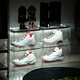 HideFxxx voice-activated light shoe box PET transparent sneaker storage box LED light-emitting display wall cabinet can hold 54 yards. No installation required. Fully transparent with 16 lights. Free power adapter 380x285x230mm