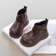 Children's Western Style Boots Children's British Style Martin Boots Autumn and Winter New Little Girls Soft Soled Velvet Short Boots Dark Brown Velvet 26 Inner Length 16.3cm
