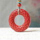 
Yongsi Cinnabar Fortune Rings and Rising Pillow Clothes Pendant Amulet 11166