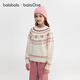 Balabala children's clothing children's sweaters for boys and girls 2025 winter round neck Fair Isle sweater parent-child knitted sweater 208425103002