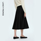 Langzi Wool A-line Black Hepburn Style Skirt Temperament Versatile Commuting Style Midi Long Skirt 2025 New Black M