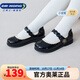 Dr. Jiang's Autumn Children's Ceremonial Shoes Soft Sole Princess Shoes Girls Performance British Style Black Leather Shoes Black 28 Foot Length Approximately 17.5-18.1