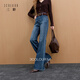 Sancai brushed bootcut trousers 2025 winter new style bell-bottom jeans trousers slim fit M haze blue pre-sale shipped within 25 days of payment L 165/72A