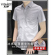 Yishion Ice Seide kurzärärmiges Hemd Herren Sommerstil-Gradientenfarbe Casual Hemd halbärmeliges Quadratshemd ohne Verbrühung und Anti-Falten 844 Khaki XL