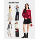 IEF/Aiyifu 2025 New Autumn and Winter Casual Wool Sweater Cardigan Women's Fashion Versatile Short Woolen Jacket Red One Size