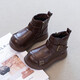 Children's Western Style Boots Children's British Style Martin Boots Autumn and Winter New Little Girls Soft Soled Velvet Short Boots Dark Brown Velvet 26 Inner Length 16.3cm