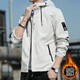 Spring jackets for men under Jiazhihailan Home 2025 new spring and autumn hooded thin youth loose jacket short K12131 black + K11943 gray cut standard removal L [Suggested 110-130Jin [Jin equals 0.5 kg]]