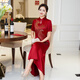 Fumini high-end mother-in-law wedding evening dress dignified and high-end mother-in-law mother-in-law 2026 new dress burgundy L