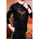Autumn and winter new men's European high-quality velvet warm fashion round neck long-sleeved sweatshirt bottoming shirt xy black (velvet thickened and warm) 2XL 130-145Jin Jin equals 0.5 kg