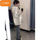 Cotton American Retro Retro Caboded Cardigan Pull pour les femmes au printemps et à l'automne 2025 Nouvelle tendance surdimensionnée Veste décontractée lâche K1638 mètres gris [Haute qualité régulière 30,5] L 100-120Jin [Jin est égal à 0,5 kg]