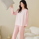 Spring and Autumn style pull-frame cotton couple pajamas pullover long-sleeved trousers home clothes simple cool cotton men's and women's suits women's 5082 long sleeves + trousers M