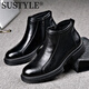 SUSTYLE高端品牌高档2025男士切尔西皮靴商务时装靴复古马丁靴男 棕色 单层 40 (皮鞋尺码)