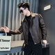 Jason leather jacket men's autumn and winter trendy brand short motorcycle men's tops 2025 new trend handsome leather jacket JK244 black M