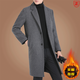 Playboy (PLAYBOY) 2025 woolen coat men's mid-length Korean style casual windbreaker for young and middle-aged people winter thickened woolen coat black L recommended weight 125-140Jin Jin equals 0.5 kg
