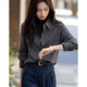 Demana brushed technology winter warm-toned time-tempered lapel patch pocket shirt straight loose shirt women's top