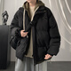 VUUG fake two-piece hooded thickened down cotton coat men's winter bread coat and cotton coat black XL
