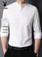 Playboy (PLAYBOY) Men's Henry Collar Long Sleeve Shirt Bottoming Shirt Shirt 2025 Autumn New Chinese Style Trendy Top Men's Autumn Clothing White S 90-100Jin Jin is equal to 0.5 kg