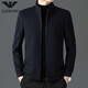 AX Armani business work woolen woolen coat men's stand-up collar thickened middle-aged casual zipper jacket autumn and winter navy blue M 170
