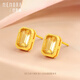 Shipulin 18K gold sugar cube topaz earrings, fashionable women's earrings, citrine + green crystal