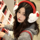 Yookdd earmuffs for women in autumn and winter new style cute kitten cold-proof plush earmuffs anti-freeze student ear protection cycling earmuffs cute cat earmuffs red